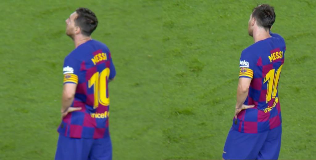 La cara de Messi cuando al Barcelona le hicieron el 2-1