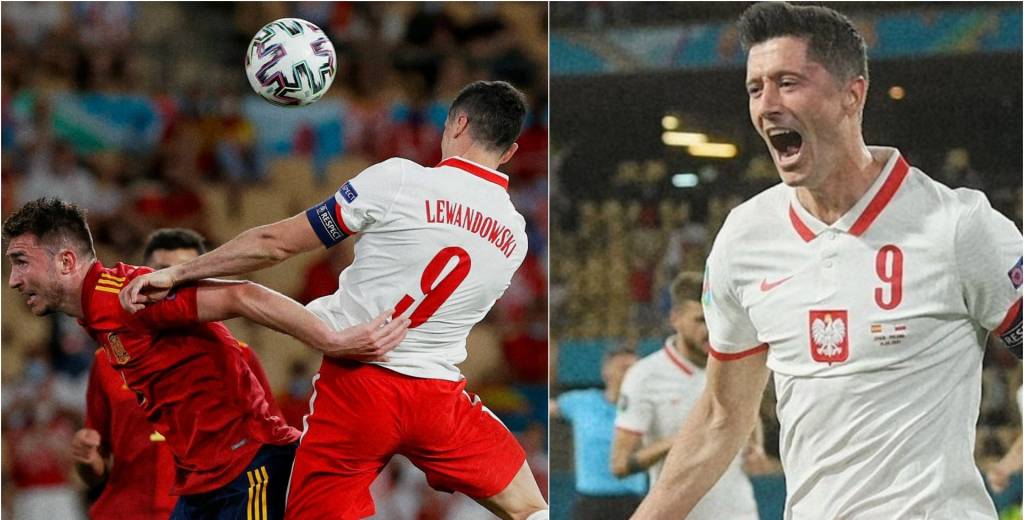 El primer gol de Lewandowski en una Eurocopa: cabezazo a España