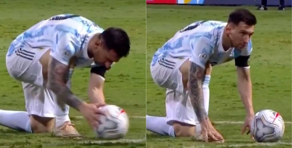 Lo que hizo Messi antes del tiro libre a Ecuador
