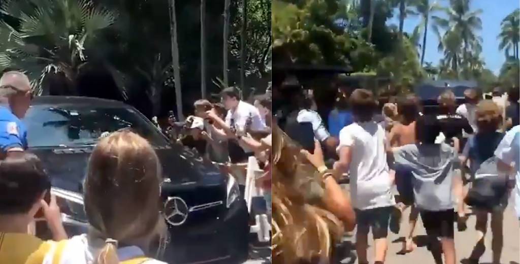 Una multitud de chicos acechó a Messi en Miami