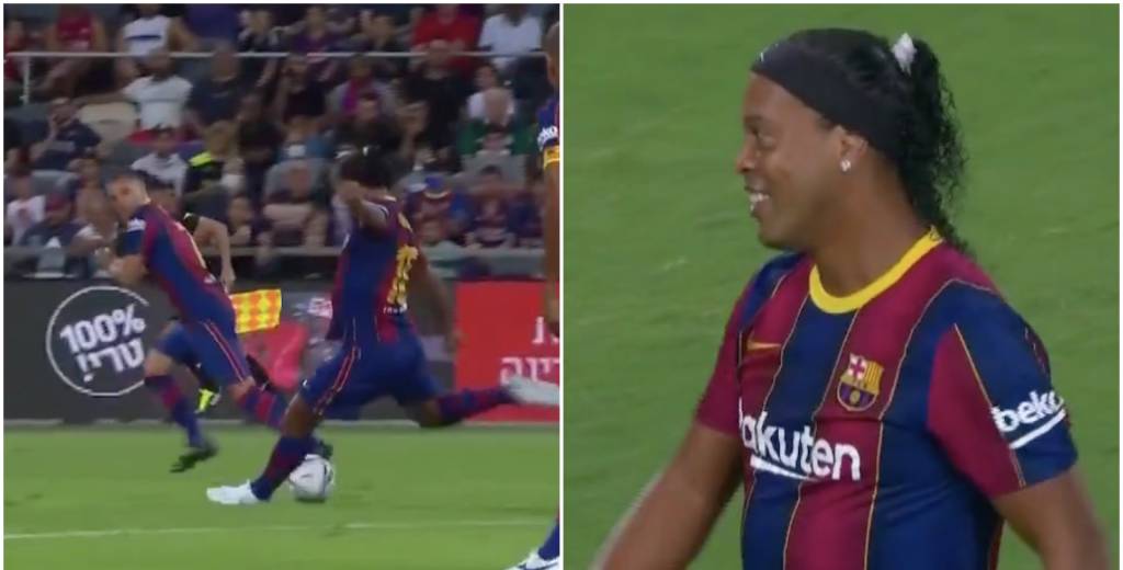 Ronaldinho sigue siendo un mago: casi mete un gol de mitad de cancha