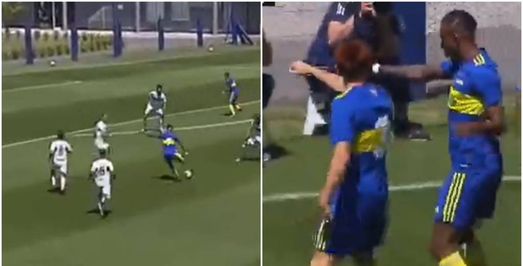 Villa hizo un gol con la Reserva de Boca y se puso a bailar en el festejo
