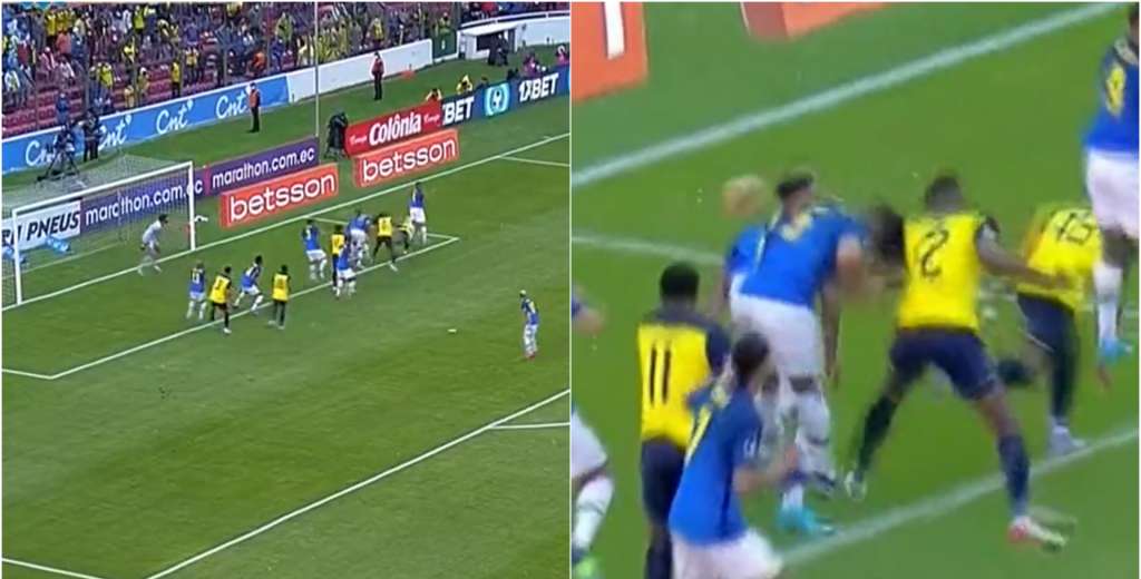 El tremendo cabezazo de Félix Torres para el empate de Ecuador ante Brasil