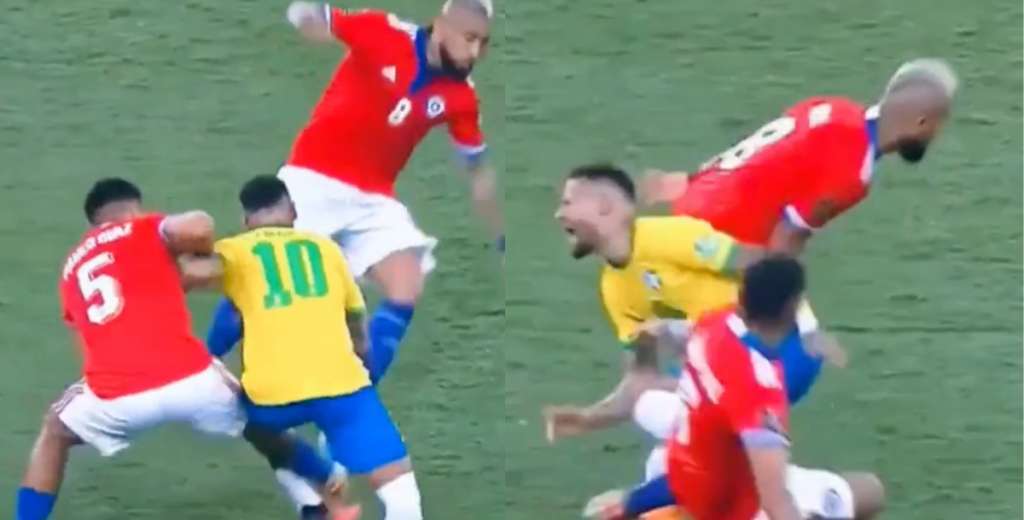 Brasil goleó a Chile, pero casi lo quiebran a Neymar con esta patada