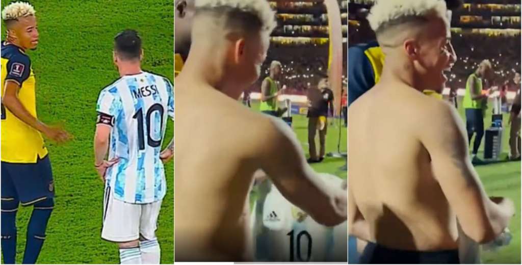 La emoción de un jugador de Ecuador al quedarse con la camiseta de Messi