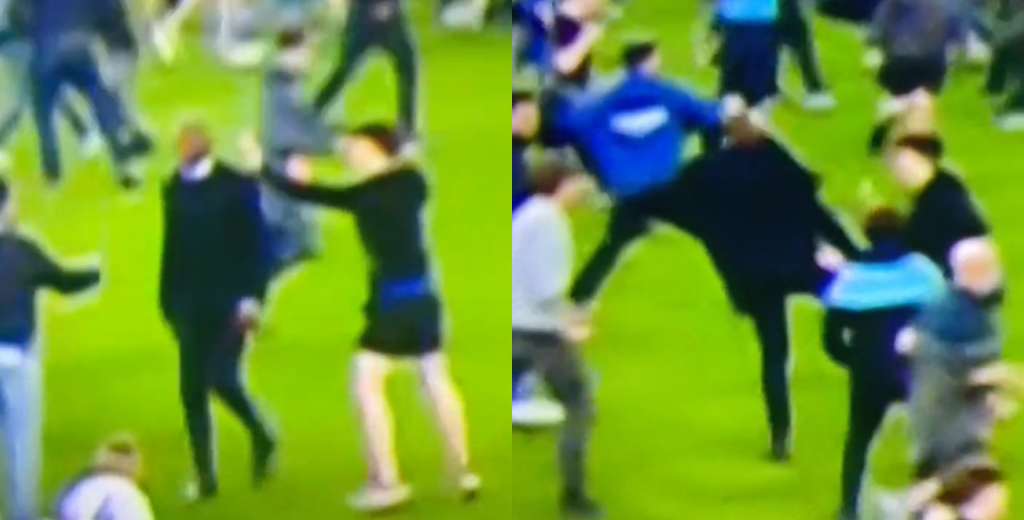 Un hincha del Everton entró a burlar a Vieira y él explotó: le metió una patada