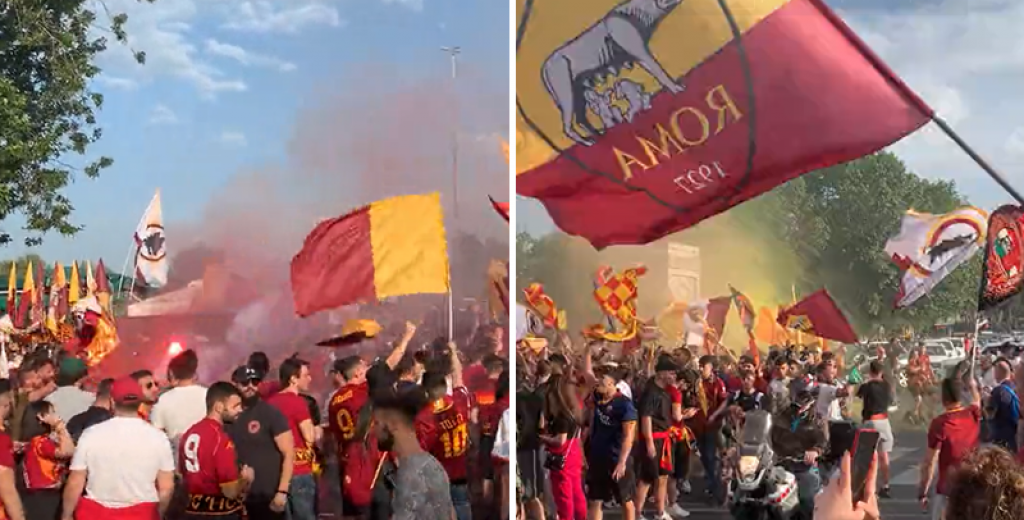 ROMAN COLOSSEUM: Thousands of Roma fans in the streets of Tirana