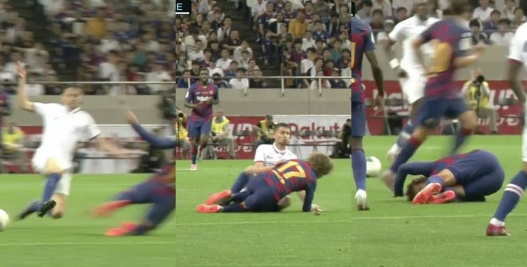 Griezmann debutó en el Barcelona y casi se lesiona