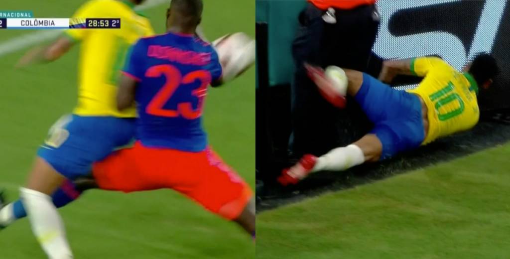 Neymar se escapaba y Davinson Sánchez lo estrelló contra un cartel