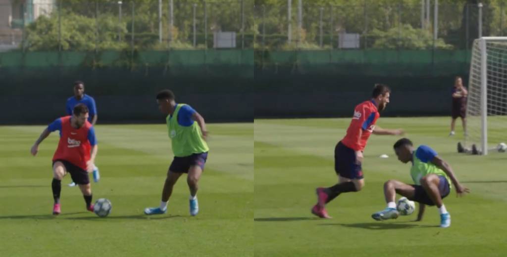 Messi volvió a entrenar, lo dejó en el piso a Junior y anotó un golazo