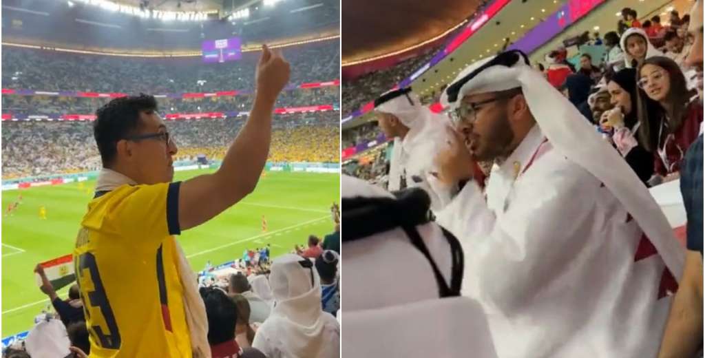 Tensión total: fanático de ecuador realizó un polémico gesto y los qataríes explotaron