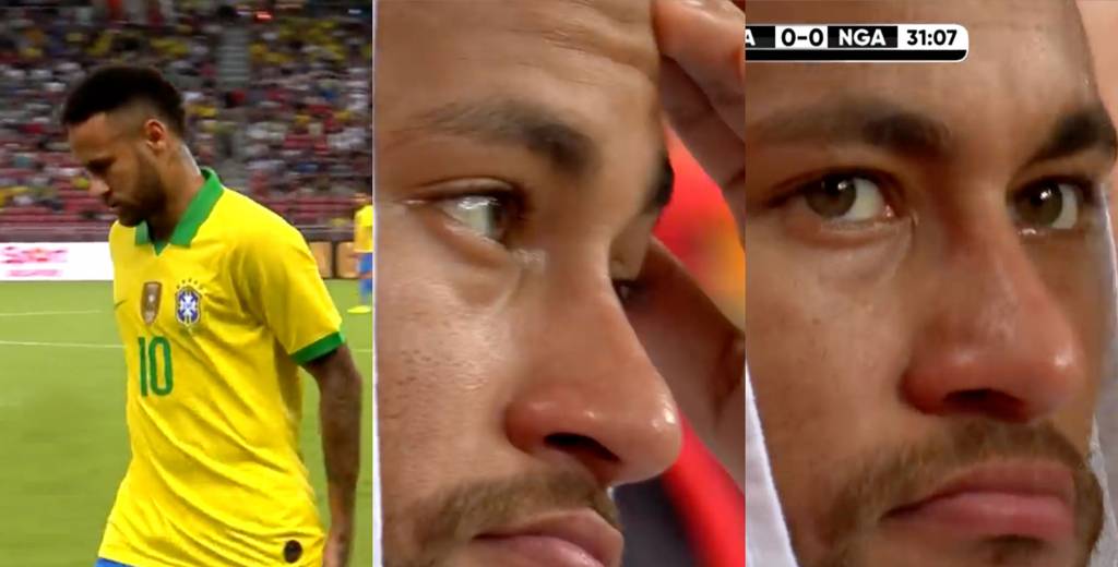 El momento en que Neymar, lesionado, se sienta en el banco y llora
