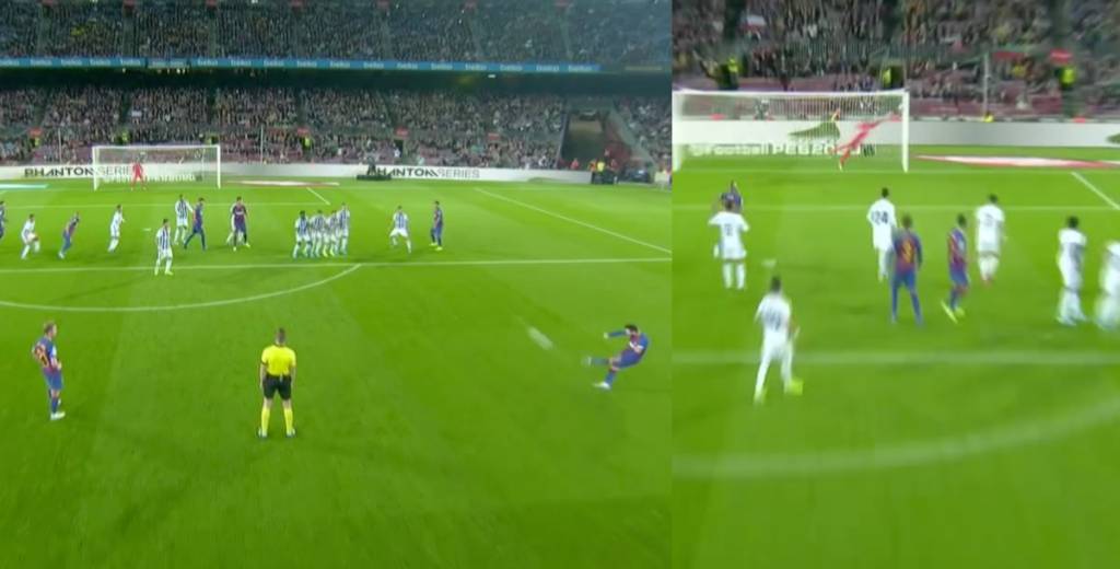 Messi acomodó el balón y metió un golazo de tiro libre impresionante