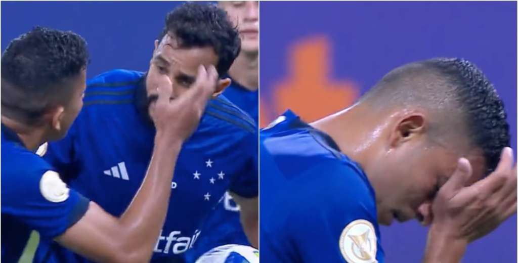 Cruzeiro arde: falló un penal, se peleó, lo pateó de nuevo, lo erró y se puso a llorar