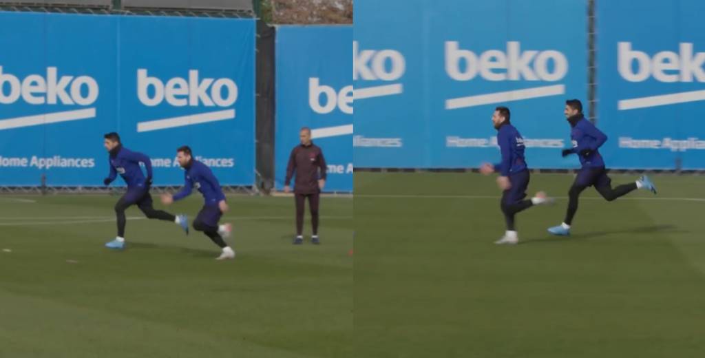 Messi y Suárez hicieron una corrida juntos y Messi lo pasó por arriba