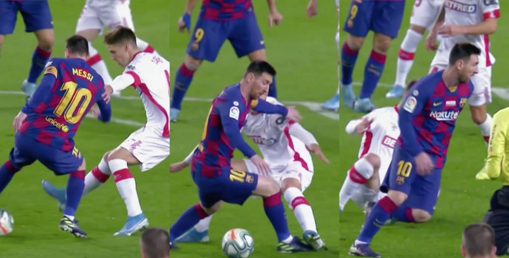 No lo vio nadie: el terrible amague de Messi a un rival que  quedó en el piso