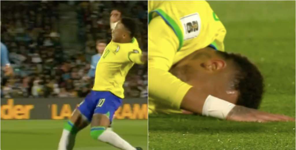Dramático Neymar: se lesiona solo contra Uruguay, se va en camilla y llorando