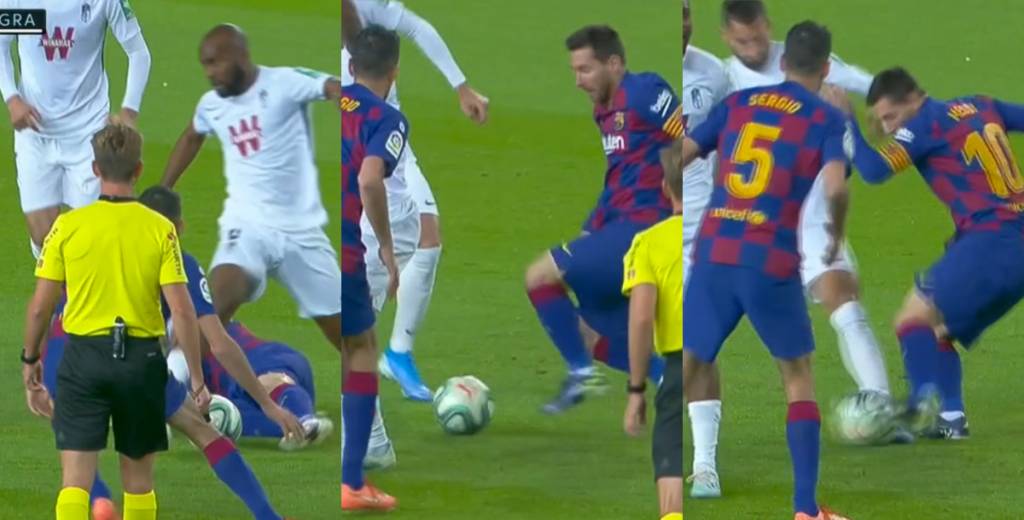 Messi en modo Dios: tiró un caño desde el piso y lo bajaron entre 3 rivales