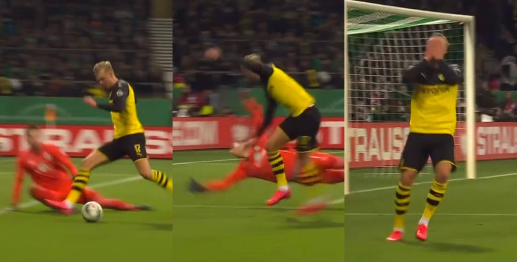El gol increíble que se perdió Haaland este martes con el Dortmund