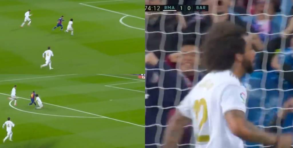 Messi se escapaba y Marcelo lo frenó con una corrida espectacular